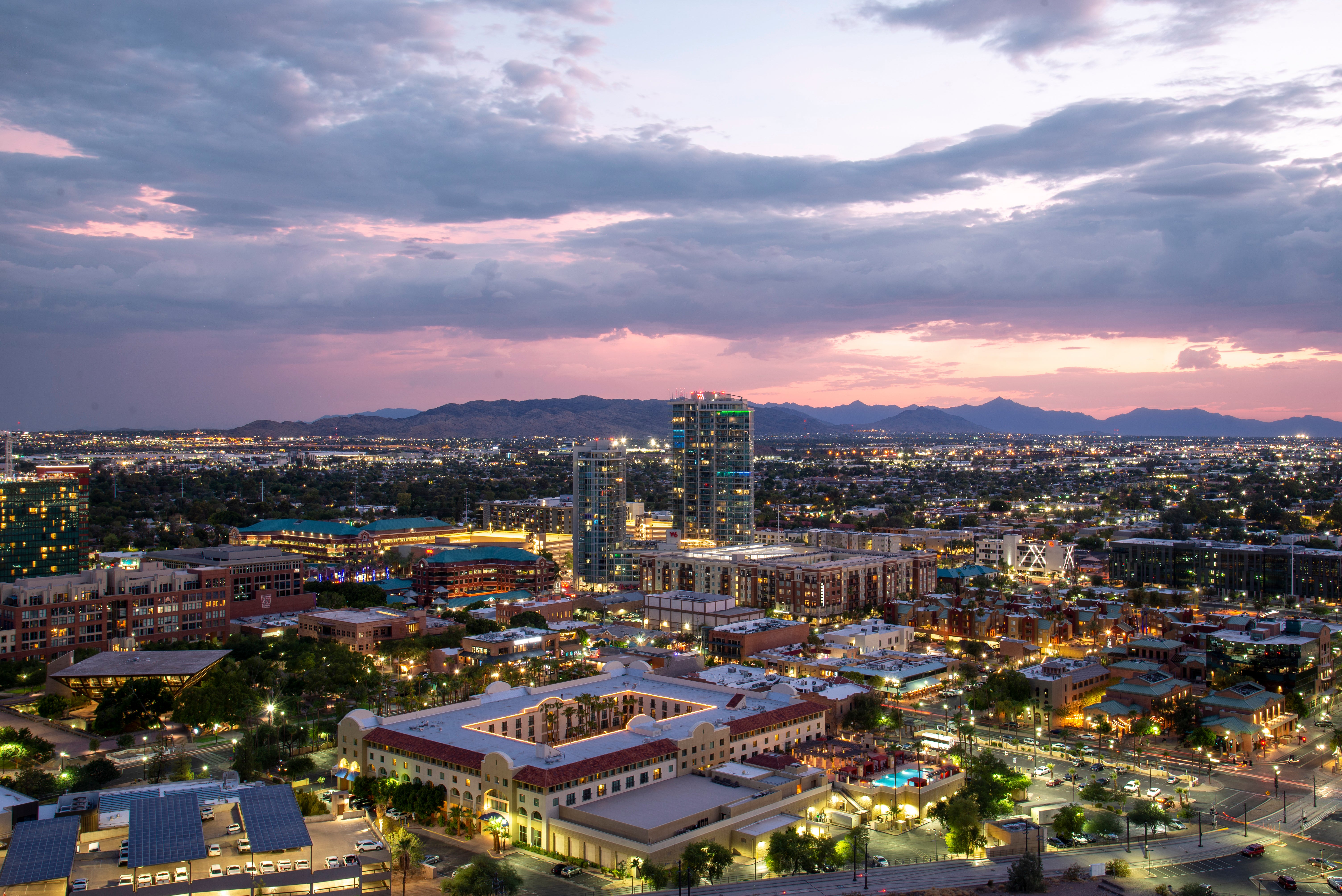 ASU Tempe from A Mountain at sunset 