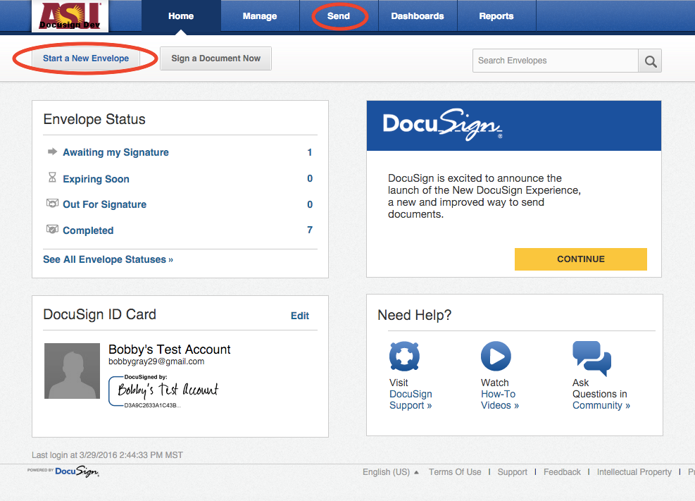 how to send something via docusign