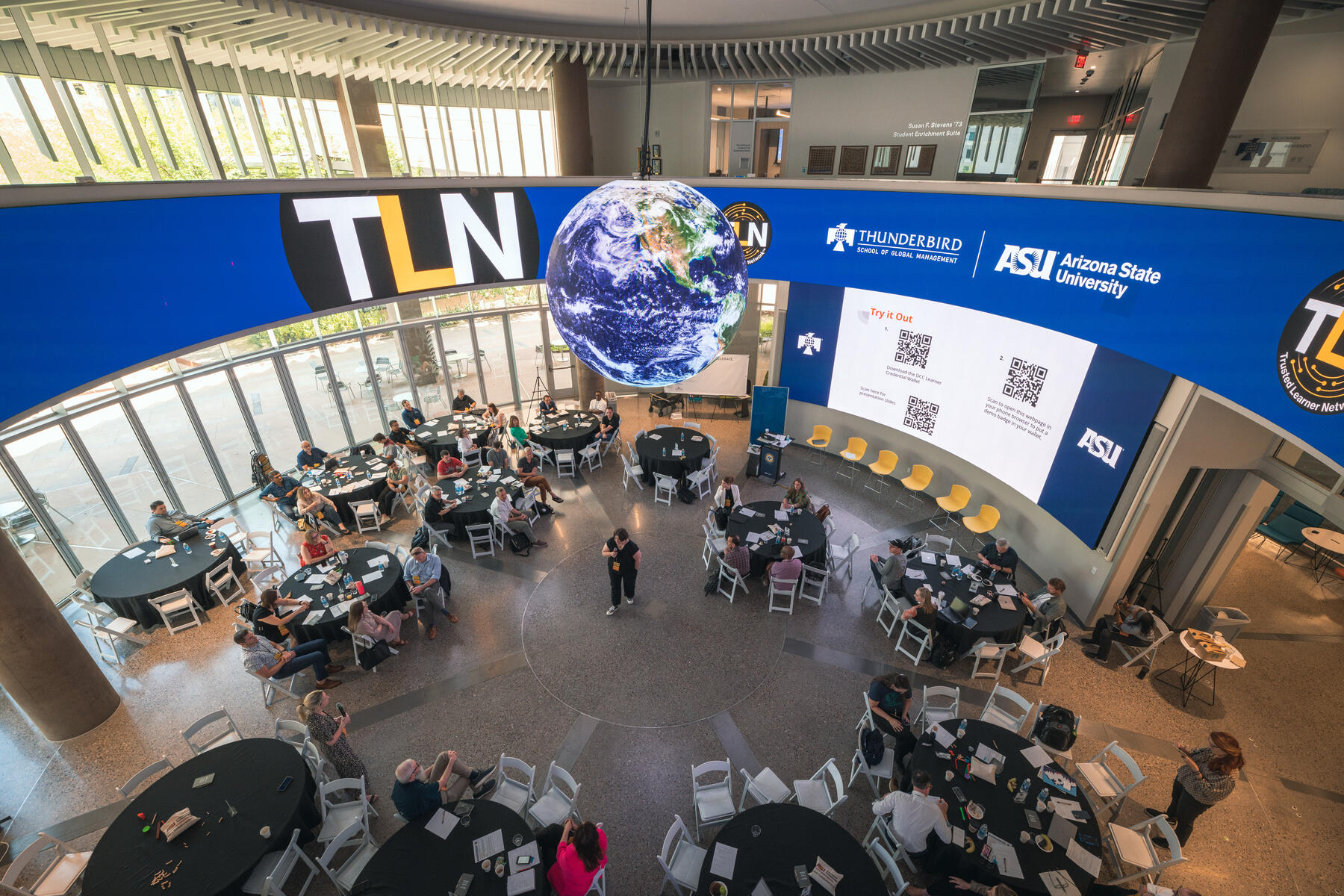 Birds eye view of the conference space. 