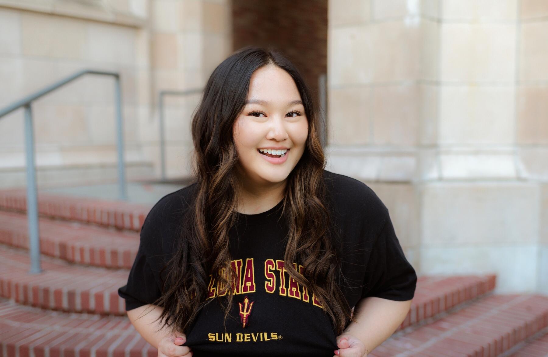 Katelyn Dang poses in an ASU shirt