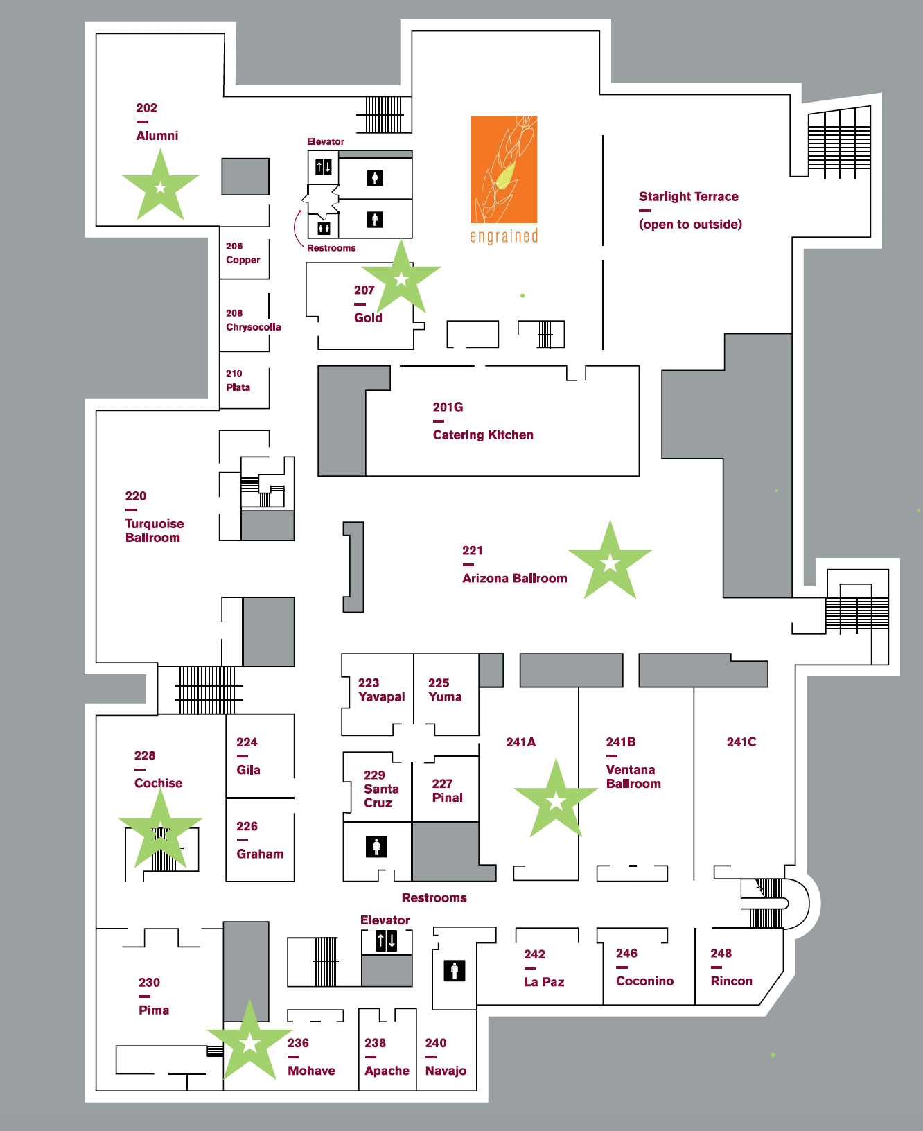 Open Space MU Locations Continued Arizona Ballroom, Ventana Ballroom, Alumni, Gold, Cochise, Mohave