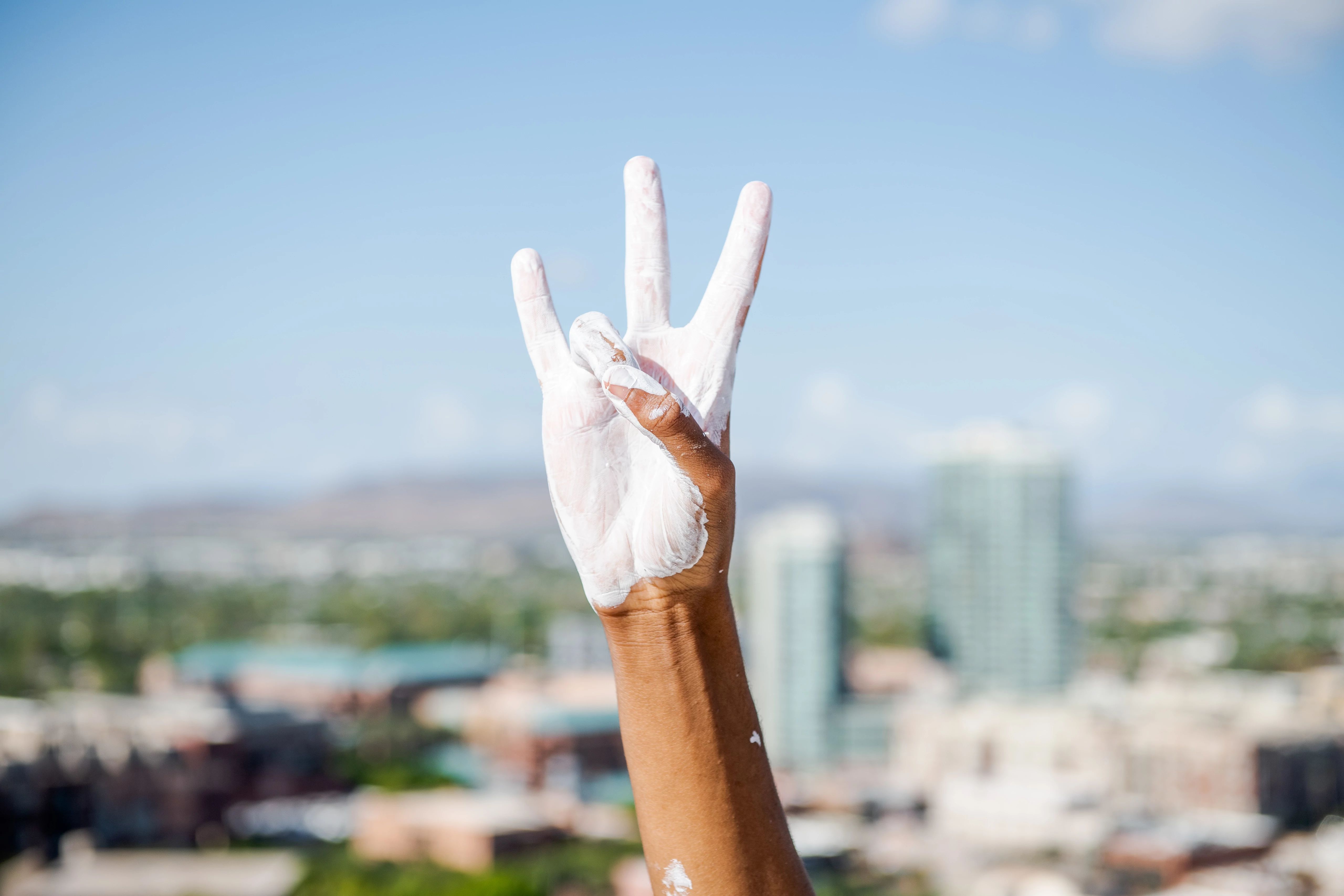 forks up painted hand