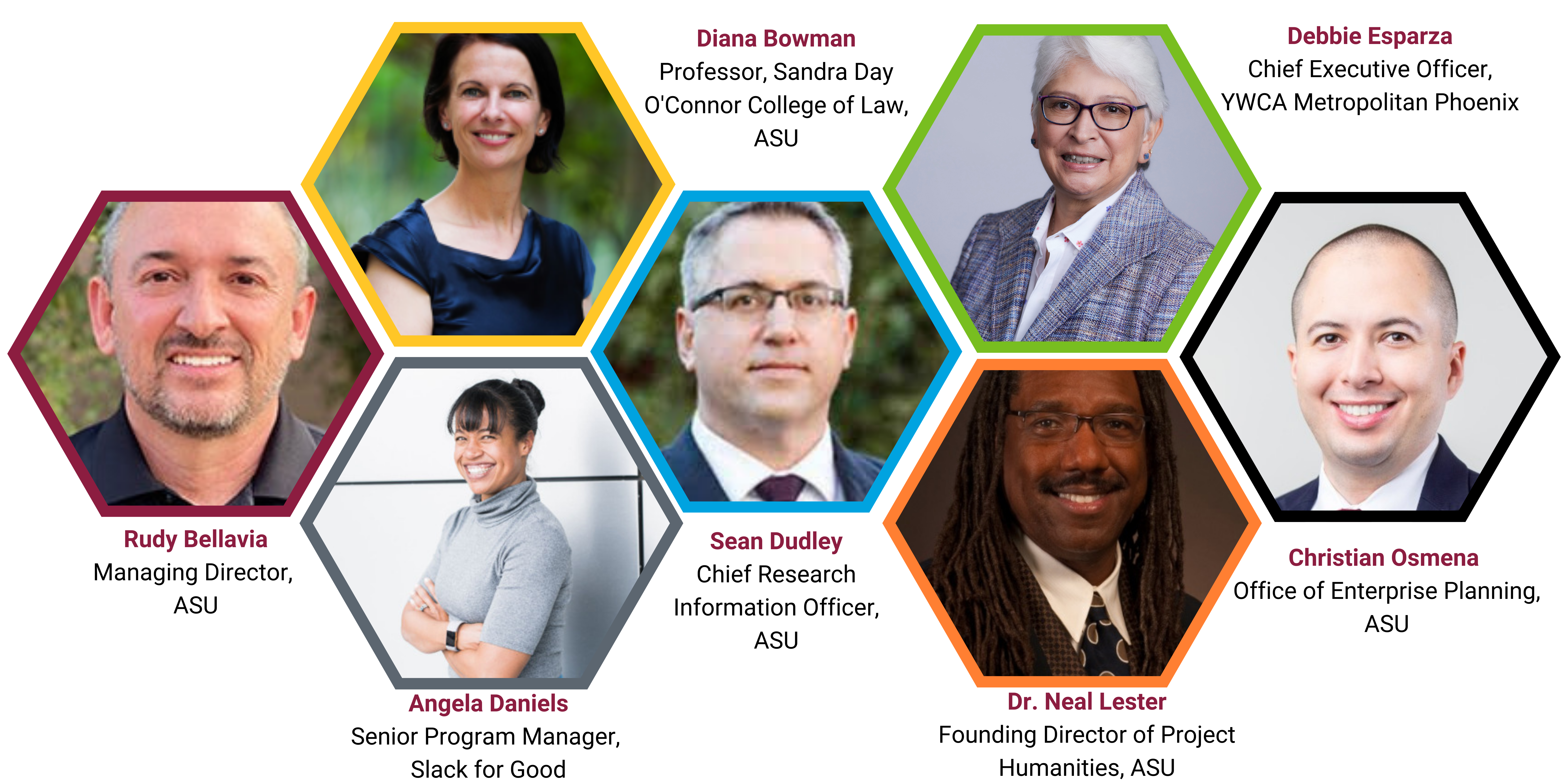 Rudy Bellavia, Diana Bowman, Angela Daniels, Sean Dudley, Debbie Esparza Dr. Neal Lester, Christian Osmena