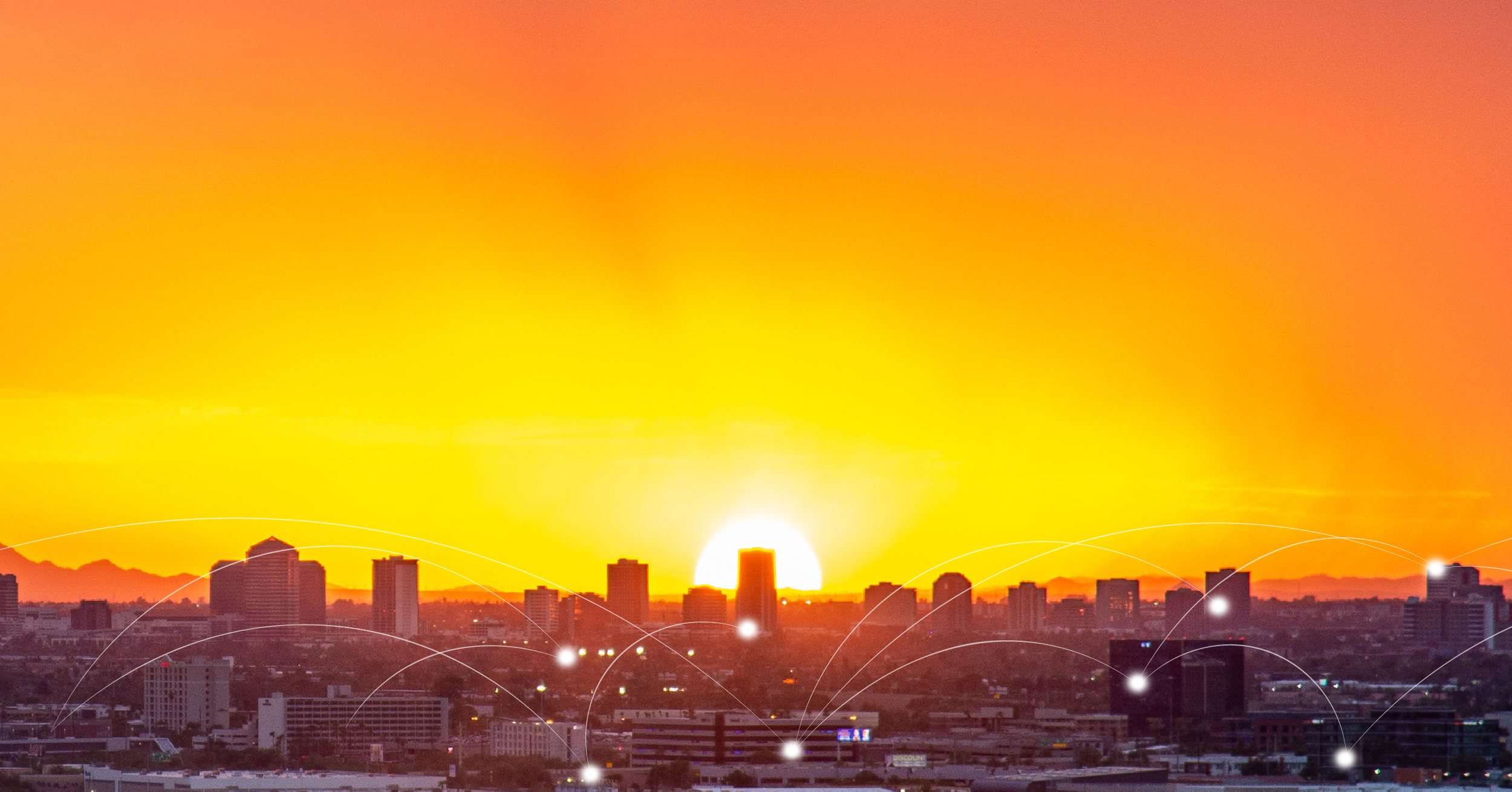 Sunset over city