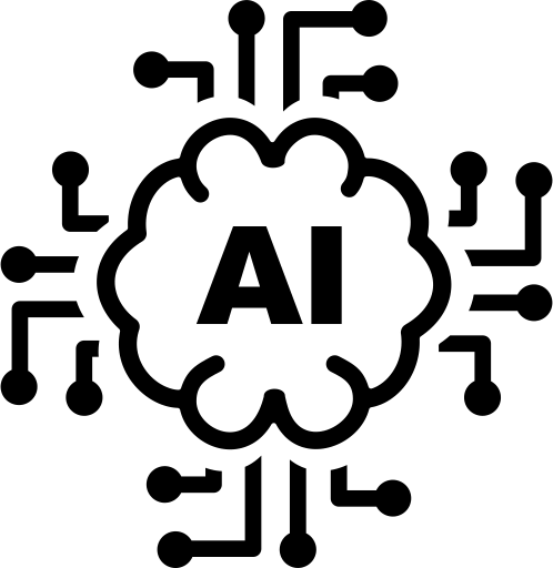 An icon depicting AI via a brain and wires.