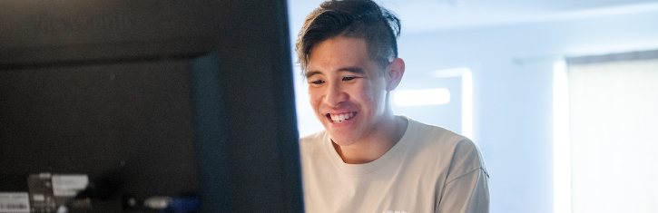 Student at computer