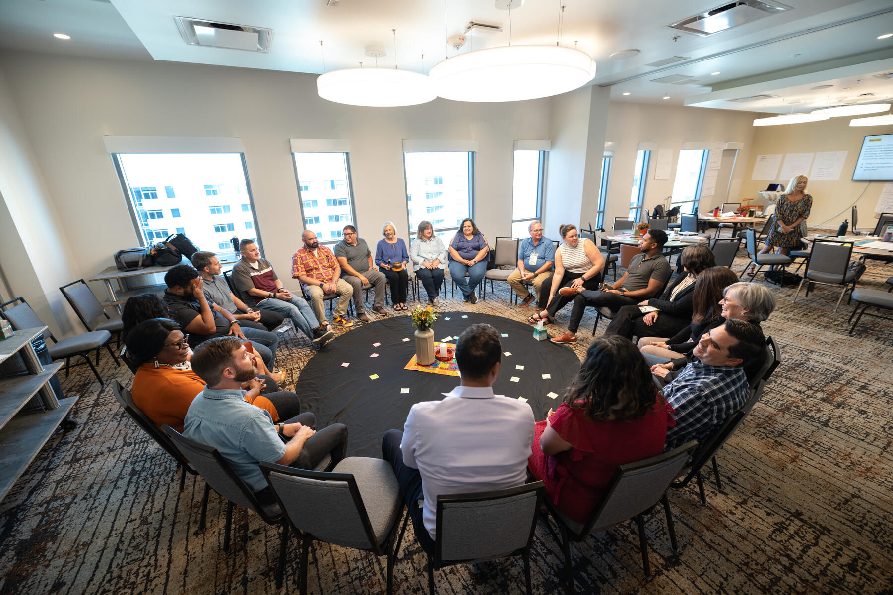 Group sitting in a circle formation