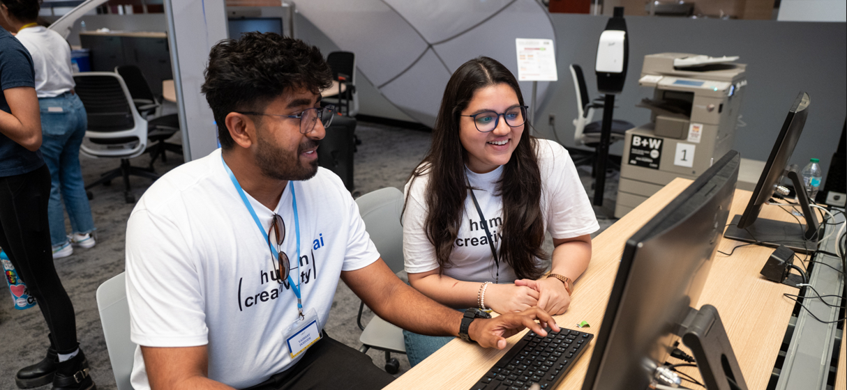 ASU graduate students in DCI 691: Human Creativity in AI presented the custom GPTs they developed in an end-of-semester showcase on Monday, April 21 in the Creativity Commons atrium. Photo credit Tabbs Mosier, ASU Enterprise Technology